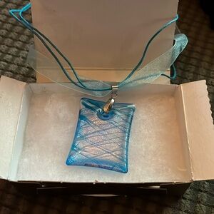 Hand blown blue glass pendant